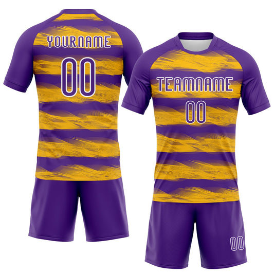 Maxcorners Custom Purple Yellow-White Abstract Lines Sublimation Volleyball Uniform Jersey LM2605