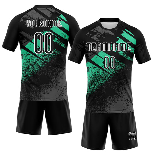 Maxcorners Custom Black Pea Green-White Splash Sublimation Volleyball Uniform Jersey LM2605