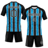 Maxcorners Custom Black Light Blue-White Lines Sublimation Volleyball Uniform Jersey LM2605