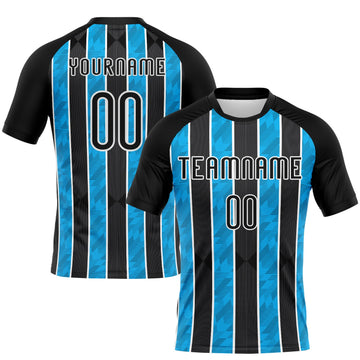 Maxcorners Custom Black Light Blue-White Lines Sublimation Volleyball Uniform Jersey LM2605