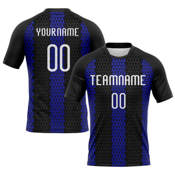 Maxcorners Custom Black White-Royal Geometric Shape Sublimation Volleyball Uniform Jersey LM2605