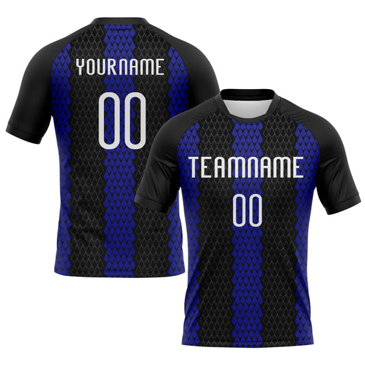 Maxcorners Custom Black White-Royal Geometric Shape Sublimation Volleyball Uniform Jersey LM2605