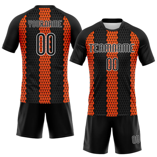 Maxcorners Custom Black Orange-White Geometric Shape Sublimation Volleyball Uniform Jersey LM2605