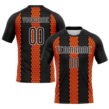 Maxcorners Custom Black Orange-White Geometric Shape Sublimation Volleyball Uniform Jersey LM2605