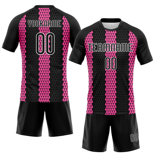 Maxcorners Custom Black Pink-White Geometric Shape Sublimation Volleyball Uniform Jersey LM2605