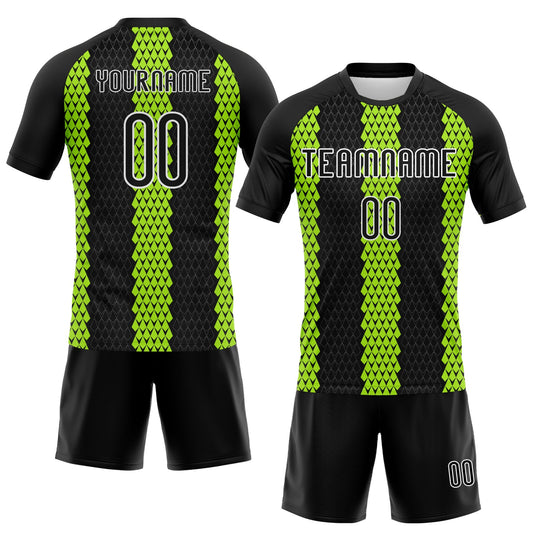 Maxcorners Custom Black Neon Green-White Geometric Shape Sublimation Volleyball Uniform Jersey LM2605