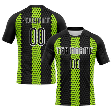 Maxcorners Custom Black Neon Green-White Geometric Shape Sublimation Volleyball Uniform Jersey LM2605