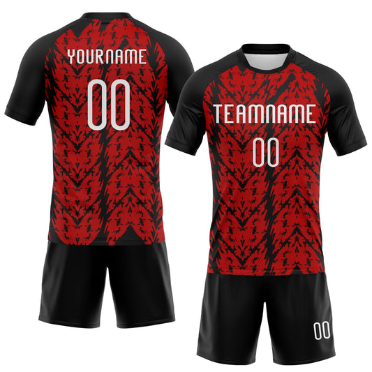 Maxcorners Custom Red White-Black Abstract Shape Sublimation Volleyball Uniform Jersey LM2605