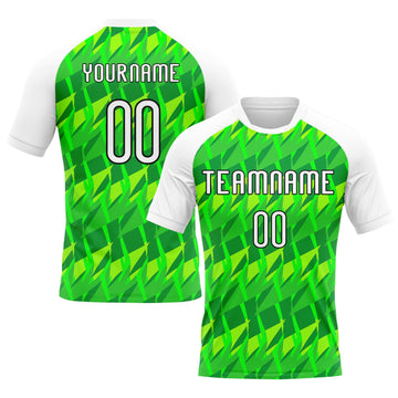 Maxcorners Custom Neon Green White-Black Abstract Shape Elite Sublimation Volleyball Uniform Jersey LM2605