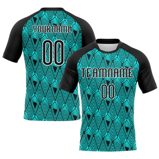 Maxcorners Custom Lakes Blue Black-White Geometric Shape Sublimation Volleyball Uniform Jersey LM2605