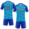 Maxcorners Custom Thunder Blue Black-Lakes Blue Geometric Shape Sublimation Volleyball Uniform Jersey LM2605