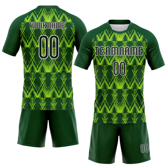 Maxcorners Custom Green Black-Neon Green Abstract Shape Sublimation Volleyball Uniform Jersey LM2605