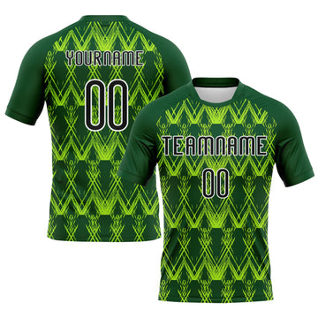 Maxcorners Custom Green Black-Neon Green Abstract Shape Sublimation Volleyball Uniform Jersey LM2605