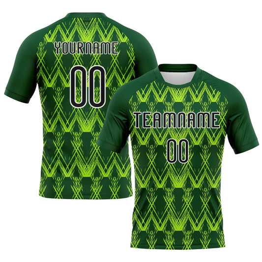 Maxcorners Custom Green Black-Neon Green Abstract Shape Sublimation Volleyball Uniform Jersey LM2605