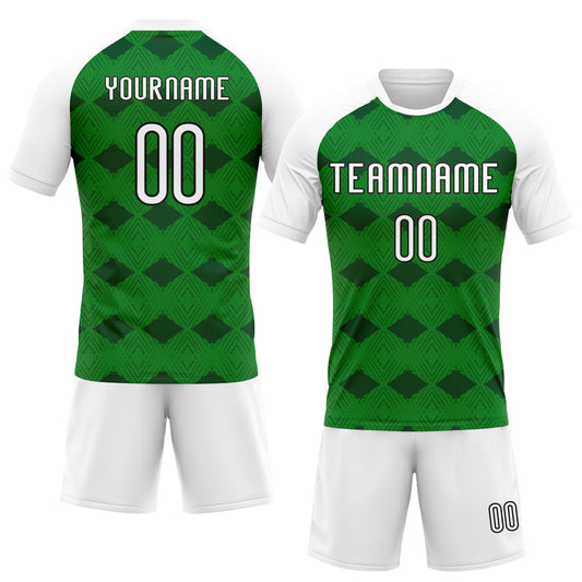 Maxcorners Custom Kelly Green White-Black Geometric Shape Elite Sublimation Volleyball Uniform Jersey LM2605