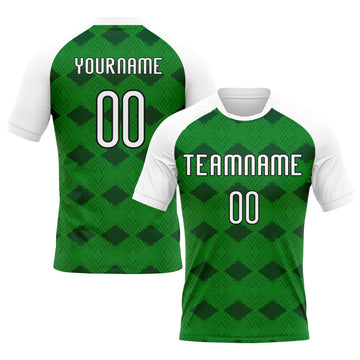 Maxcorners Custom Kelly Green White-Black Geometric Shape Elite Sublimation Volleyball Uniform Jersey LM2605