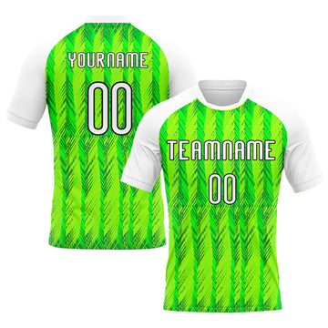Maxcorners Custom Neon Green White-Black Geometric Shape Sublimation Volleyball Uniform Jersey LM2605