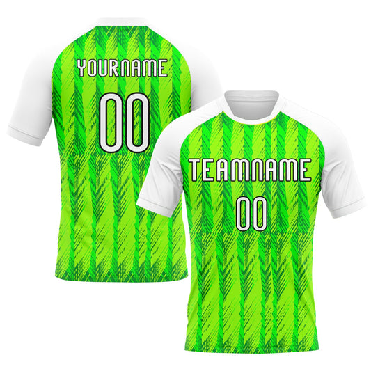 Maxcorners Custom Neon Green White-Black Geometric Shape Sublimation Volleyball Uniform Jersey LM2605
