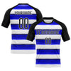 Maxcorners Custom Thunder Blue Black-White Lines Sublimation Volleyball Uniform Jersey LM2605
