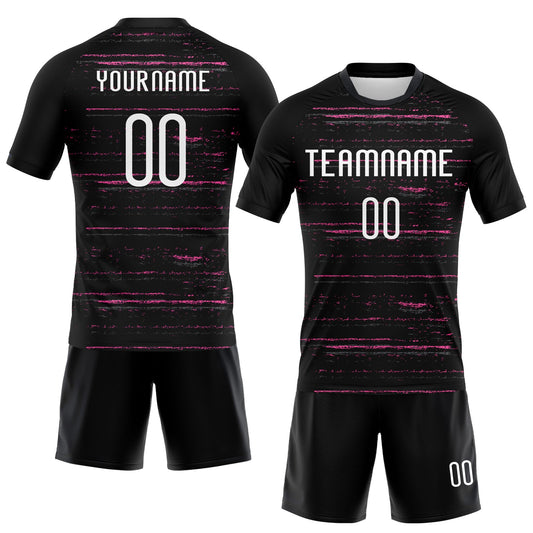 Maxcorners Custom Black White-Pink Bright Lines Sublimation Volleyball Uniform Jersey LM2605