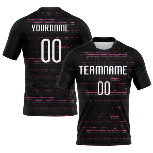 Maxcorners Custom Black White-Pink Bright Lines Sublimation Volleyball Uniform Jersey LM2605