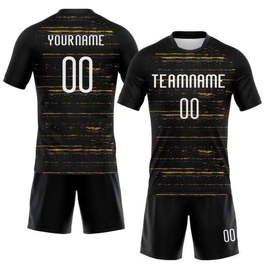 Maxcorners Custom Black White-Gold Bright Lines Sublimation Volleyball Uniform Jersey LM2605