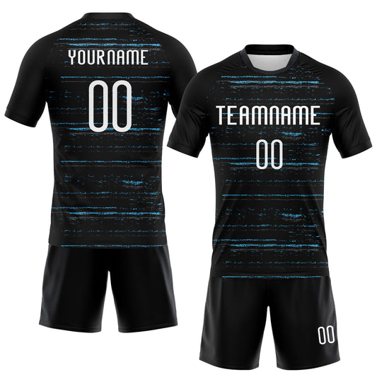Maxcorners Custom Black White-Sky Blue Bright Lines Sublimation Volleyball Uniform Jersey LM2605