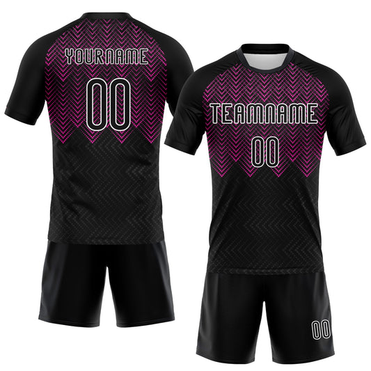 Maxcorners Custom Black Deep Pink-White Geometric Shape Sublimation Volleyball Uniform Jersey LM2605
