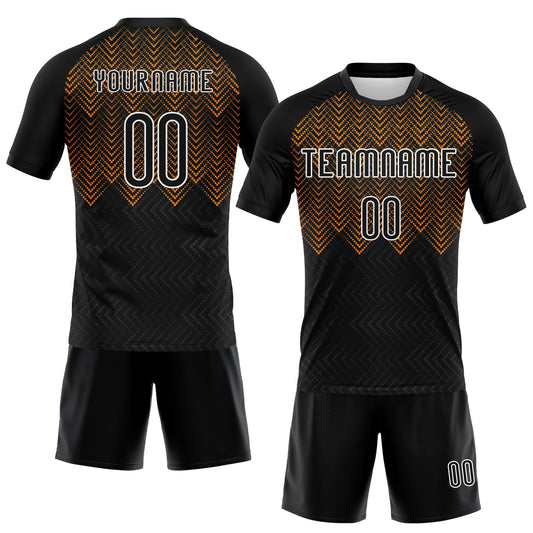 Maxcorners Custom Black Bay Orange-White Geometric Shape Sublimation Volleyball Uniform Jersey LM2605