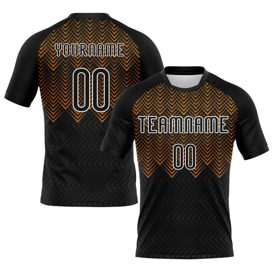 Maxcorners Custom Black Bay Orange-White Geometric Shape Sublimation Volleyball Uniform Jersey LM2605