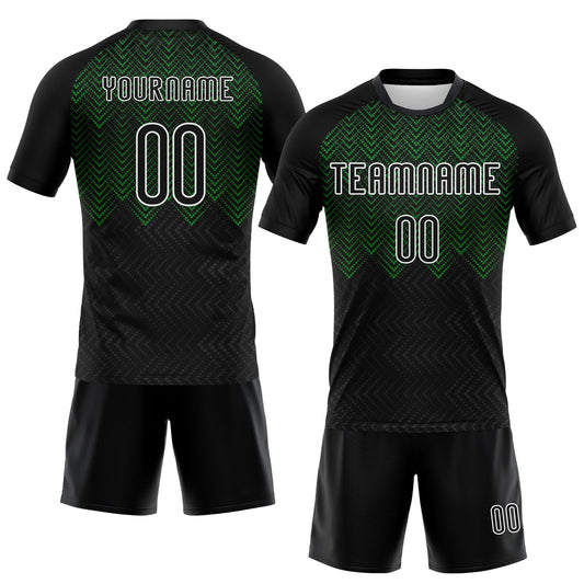 Maxcorners Custom Black Grass Green-White Geometric Shape Sublimation Volleyball Uniform Jersey LM2605