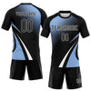 Maxcorners Custom Black Light Blue-White Lines And Dots Sublimation Volleyball Uniform Jersey LM2605