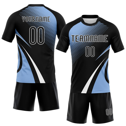 Maxcorners Custom Black Light Blue-White Lines And Dots Sublimation Volleyball Uniform Jersey LM2605