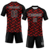 Maxcorners Custom Fire Red Black-White Geometric Shape Sublimation Volleyball Uniform Jersey LM2605