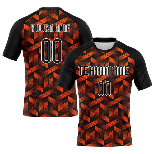 Maxcorners Custom Orange Black-White Geometric Shape Elite Sublimation Volleyball Uniform Jersey LM2605