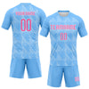 Maxcorners Custom Powder Blue Pink-White Lines Splatter Art Sublimation Volleyball Uniform Jersey LM2605