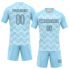 Maxcorners Custom Light Blue Black-White Lines And Waves Sublimation Volleyball Uniform Jersey LM2605