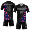 Maxcorners Custom Black Royal-Pink Geometric Shape Sublimation Volleyball Uniform Jersey LM2605