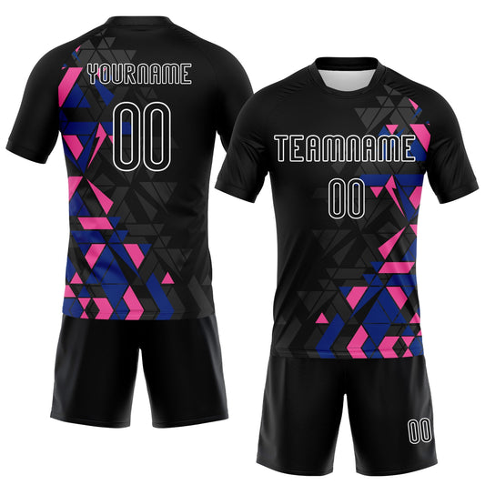 Maxcorners Custom Black Royal-Pink Geometric Shape Sublimation Volleyball Uniform Jersey LM2605