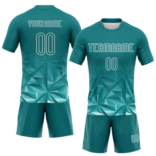 Maxcorners Custom Midnight Green White Geometric Shape Sublimation Volleyball Uniform Jersey LM2605