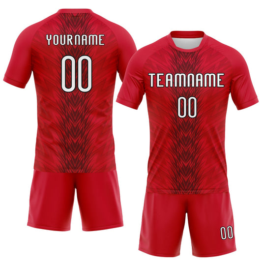Maxcorners Custom Red White-Black Arrow Shape Sublimation Volleyball Uniform Jersey LM2605