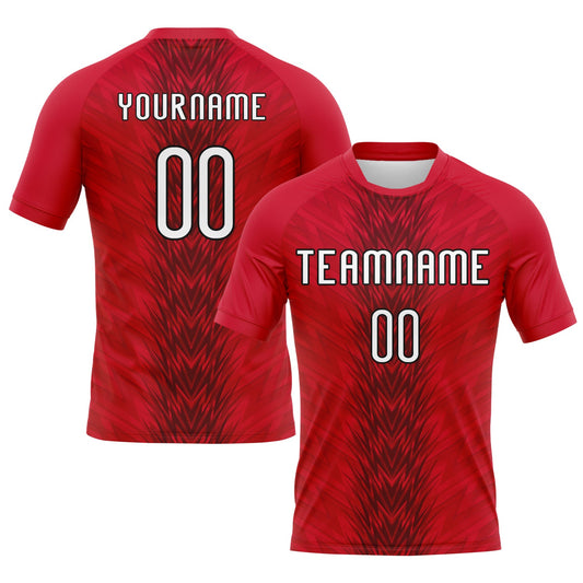 Maxcorners Custom Red White-Black Arrow Shape Sublimation Volleyball Uniform Jersey LM2605