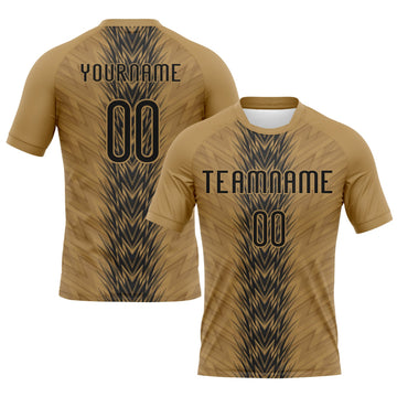 Maxcorners Custom Old Gold Black Arrow Shape Sublimation Volleyball Uniform Jersey LM2605