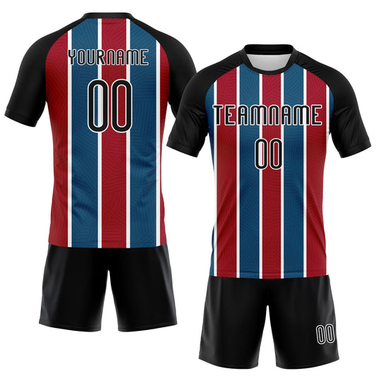 Maxcorners Custom Black Red-Royal Lines Sublimation Volleyball Uniform Jersey LM2605