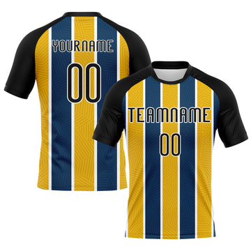 Maxcorners Custom Black Yellow-Royal Lines Sublimation Volleyball Uniform Jersey LM2605