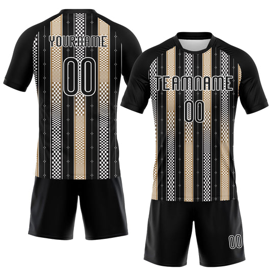Maxcorners Custom Black Old Gold-White Geometric Shape Pro Sublimation Volleyball Uniform Jersey LM2605