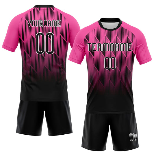 Maxcorners Custom Pink Black-White Lines Elite Sublimation Volleyball Uniform Jersey LM2605