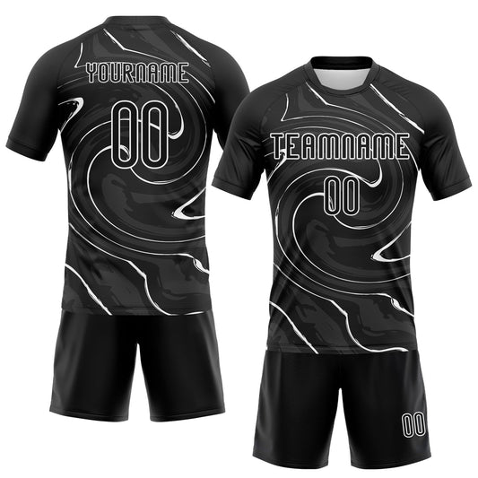 Maxcorners Custom Black White Liquid Fluid Sublimation Volleyball Uniform Jersey LM2605