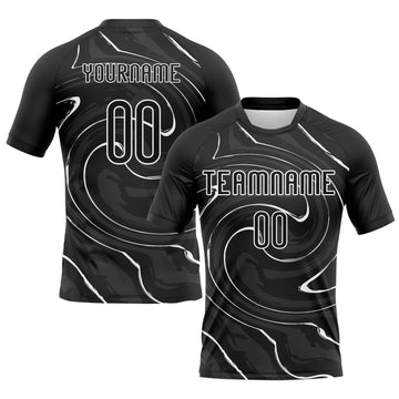 Maxcorners Custom Black White Liquid Fluid Sublimation Volleyball Uniform Jersey LM2605