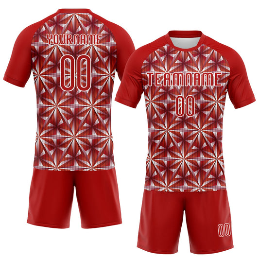 Maxcorners Custom Red White Geometric Shape Elite Sublimation Volleyball Uniform Jersey LM2605